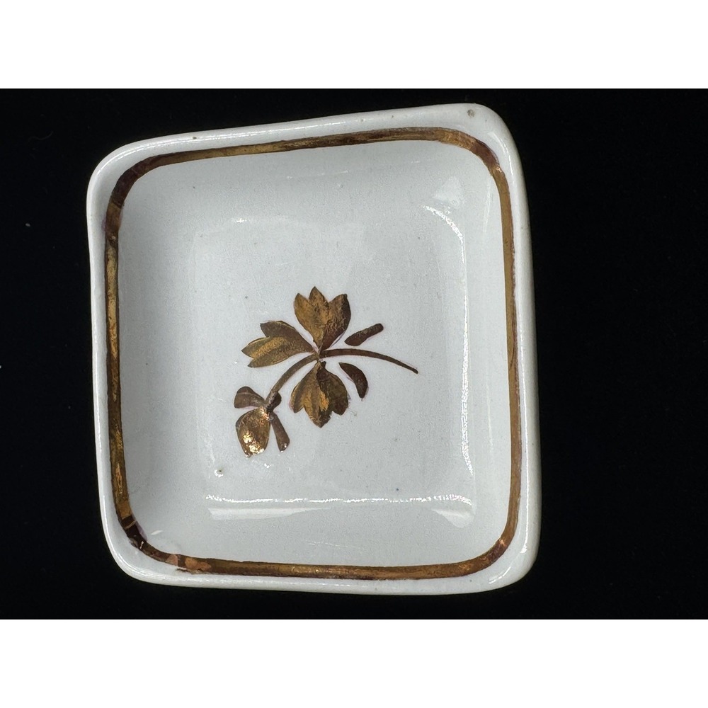 4" Anthony Shaw Copper Band White Ironstone Nappy Butter Pat